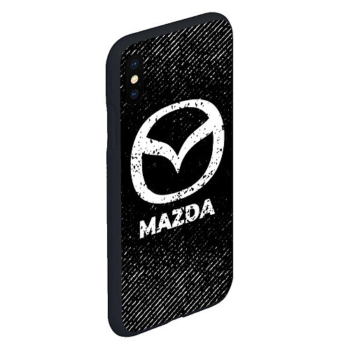 Чехол iPhone XS Max матовый Mazda с потертостями на темном фоне / 3D-Черный – фото 2