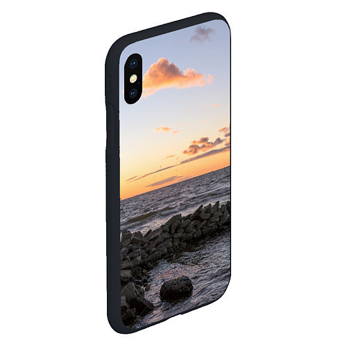 Чехол iPhone XS Max матовый Закат солнца на Финском заливе / 3D-Черный – фото 2