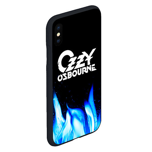 Чехол iPhone XS Max матовый Ozzy Osbourne blue fire / 3D-Черный – фото 2