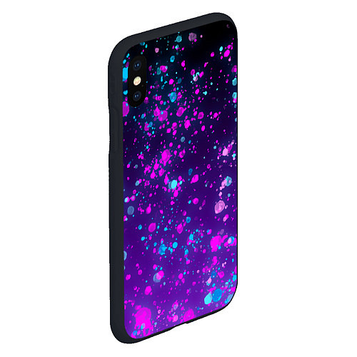 Чехол iPhone XS Max матовый Брызги чернил с неоновым свечением / 3D-Черный – фото 2