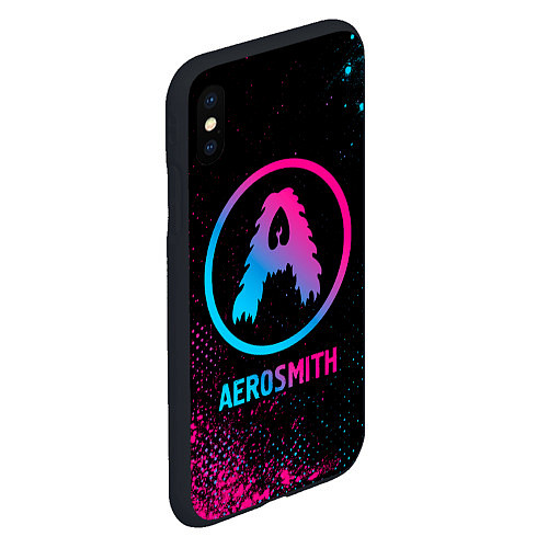 Чехол iPhone XS Max матовый Aerosmith - neon gradient / 3D-Черный – фото 2