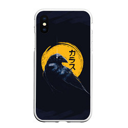 Чехол iPhone XS Max матовый Raven and moon, цвет: 3D-белый