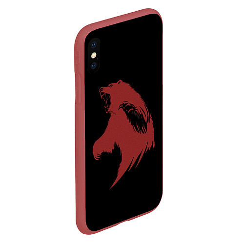 Чехол iPhone XS Max матовый Red bear / 3D-Красный – фото 2
