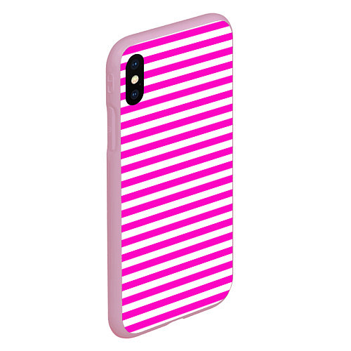 Чехол iPhone XS Max матовый Ярко-розовые полосы / 3D-Розовый – фото 2