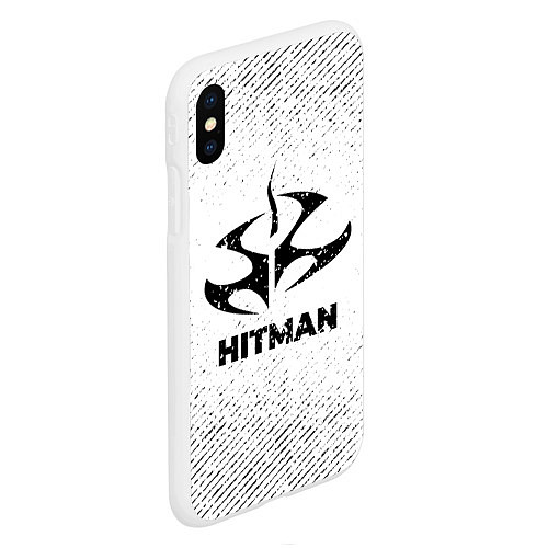 Чехол iPhone XS Max матовый Hitman с потертостями на светлом фоне / 3D-Белый – фото 2
