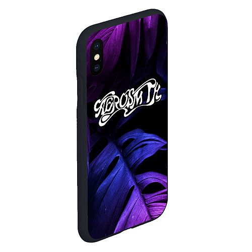 Чехол iPhone XS Max матовый Aerosmith neon monstera / 3D-Черный – фото 2