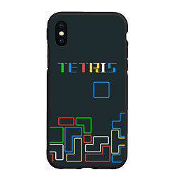 Чехол iPhone XS Max матовый Tetris neon, цвет: 3D-черный