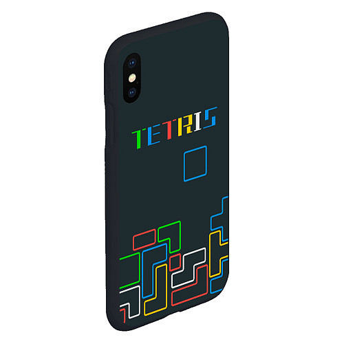 Чехол iPhone XS Max матовый Tetris neon / 3D-Черный – фото 2