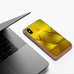 Чехол iPhone XS Max матовый Золотые пирамиды и треугольники, цвет: 3D-коричневый — фото 2