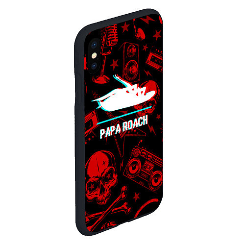 Чехол iPhone XS Max матовый Papa Roach rock glitch / 3D-Черный – фото 2
