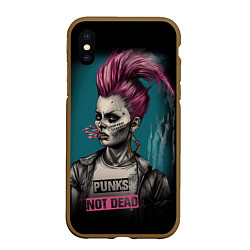 Чехол iPhone XS Max матовый Punks no dead girl, цвет: 3D-коричневый