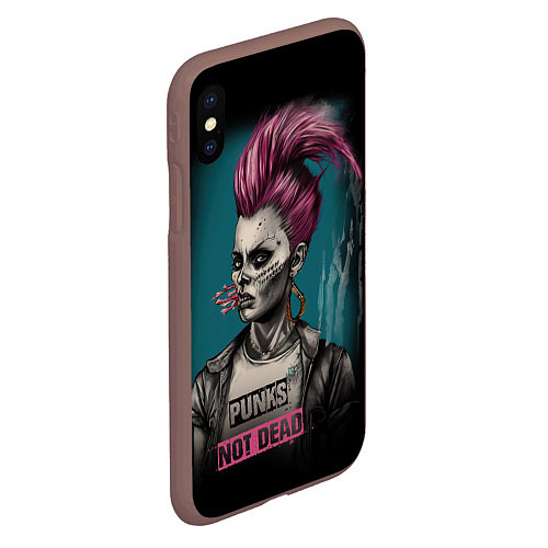 Чехол iPhone XS Max матовый Punks no dead girl / 3D-Коричневый – фото 2