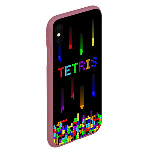 Чехол iPhone XS Max матовый Falling blocks tetris / 3D-Малиновый – фото 2