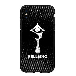 Чехол iPhone XS Max матовый Hellsing с потертостями на темном фоне, цвет: 3D-черный