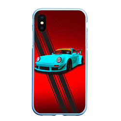 Чехол iPhone XS Max матовый Немецкий спортивный автомобиль Porsche 911, цвет: 3D-голубой