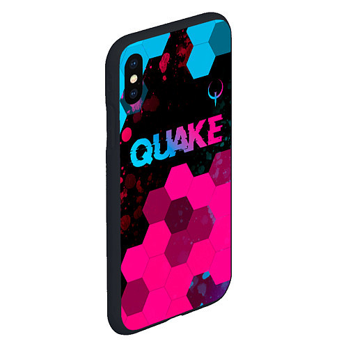 Чехол iPhone XS Max матовый Quake - neon gradient: символ сверху / 3D-Черный – фото 2