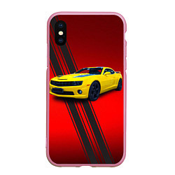 Чехол iPhone XS Max матовый Спортивный американский автомобиль Chevrolet Camar, цвет: 3D-розовый
