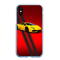 Чехол iPhone XS Max матовый Итальянский гиперкар Lamborghini Aventador, цвет: 3D-голубой