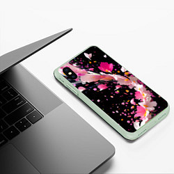 Чехол iPhone XS Max матовый Вихрь розовых лепестков, цвет: 3D-салатовый — фото 2