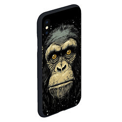 Чехол iPhone XS Max матовый Портрет обезьяны: арт нейросети, цвет: 3D-черный — фото 2