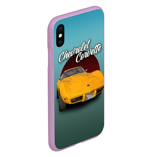 Чехол iPhone XS Max матовый Американский спорткар Chevrolet Corvette Stingray / 3D-Сиреневый – фото 2