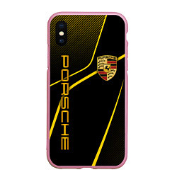 Чехол iPhone XS Max матовый Porsche - Gold line