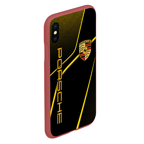 Чехол iPhone XS Max матовый Porsche - Gold line / 3D-Красный – фото 2