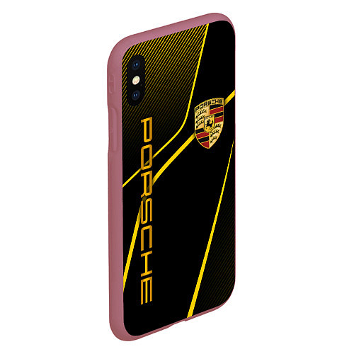 Чехол iPhone XS Max матовый Porsche - Gold line / 3D-Малиновый – фото 2