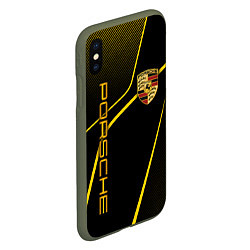 Чехол iPhone XS Max матовый Porsche - Gold line, цвет: 3D-темно-зеленый — фото 2