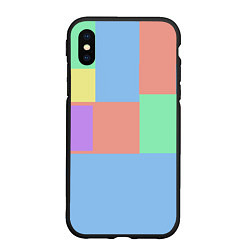 Чехол iPhone XS Max матовый Разноцветные квадраты и прямоугольники, цвет: 3D-черный