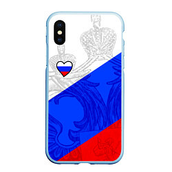 Чехол iPhone XS Max матовый Сердечко - Россия, цвет: 3D-голубой