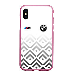 Чехол iPhone XS Max матовый BMW m power - белый, цвет: 3D-малиновый