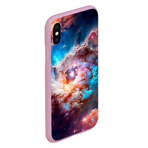 Чехол iPhone XS Max матовый Небула в космосе в голубо-розовых тонах - нейронна / 3D-Розовый – фото 2