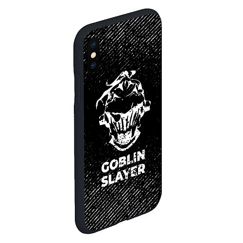 Чехол iPhone XS Max матовый Goblin Slayer с потертостями на темном фоне / 3D-Черный – фото 2