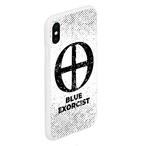 Чехол iPhone XS Max матовый Blue Exorcist с потертостями на светлом фоне / 3D-Белый – фото 2