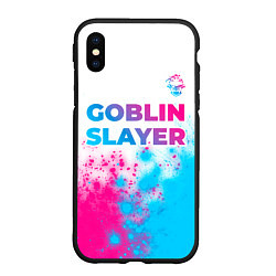 Чехол iPhone XS Max матовый Goblin Slayer neon gradient style: символ сверху, цвет: 3D-черный