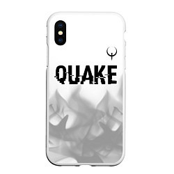 Чехол iPhone XS Max матовый Quake glitch на светлом фоне: символ сверху, цвет: 3D-белый