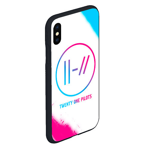 Чехол iPhone XS Max матовый Twenty One Pilots neon gradient style / 3D-Черный – фото 2