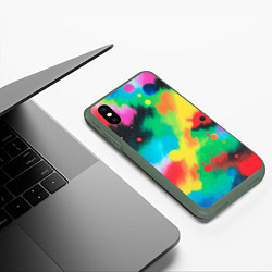 Чехол iPhone XS Max матовый Абстракция Карандашом, цвет: 3D-темно-зеленый — фото 2