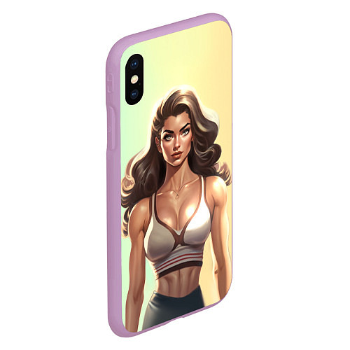 Чехол iPhone XS Max матовый Fitness girl sport / 3D-Сиреневый – фото 2