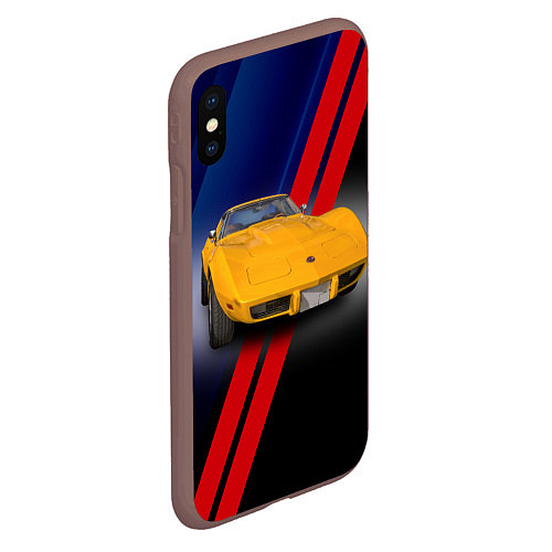 Чехол iPhone XS Max матовый Классический спорткар Chevrolet Corvette Stingray / 3D-Коричневый – фото 2