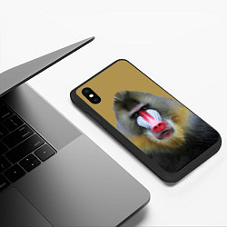 Чехол iPhone XS Max матовый Мандрил обезьяна, цвет: 3D-черный — фото 2