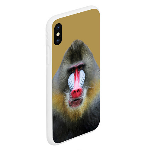 Чехол iPhone XS Max матовый Мандрил обезьяна / 3D-Белый – фото 2