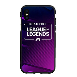 Чехол iPhone XS Max матовый League of Legends gaming champion: рамка с лого и, цвет: 3D-черный