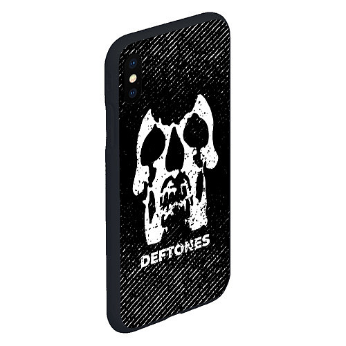 Чехол iPhone XS Max матовый Deftones с потертостями на темном фоне / 3D-Черный – фото 2