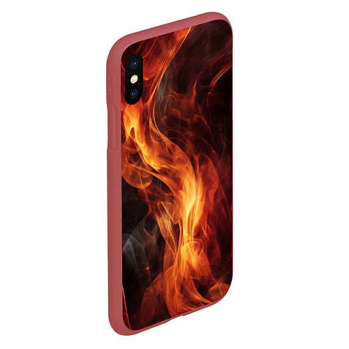 Чехол iPhone XS Max матовый Языки пламени: арт нейросети / 3D-Красный – фото 2