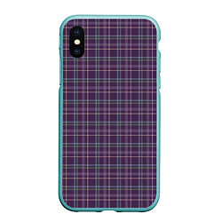 Чехол iPhone XS Max матовый Джентльмены Шотландка темно-фиолетовая, цвет: 3D-мятный