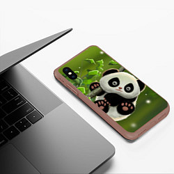 Чехол iPhone XS Max матовый Панда на дереве отдыхает, цвет: 3D-коричневый — фото 2