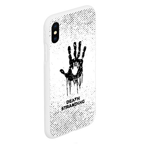 Чехол iPhone XS Max матовый Death Stranding с потертостями на светлом фоне / 3D-Белый – фото 2