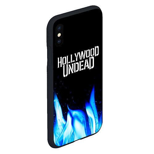 Чехол iPhone XS Max матовый Hollywood Undead blue fire / 3D-Черный – фото 2